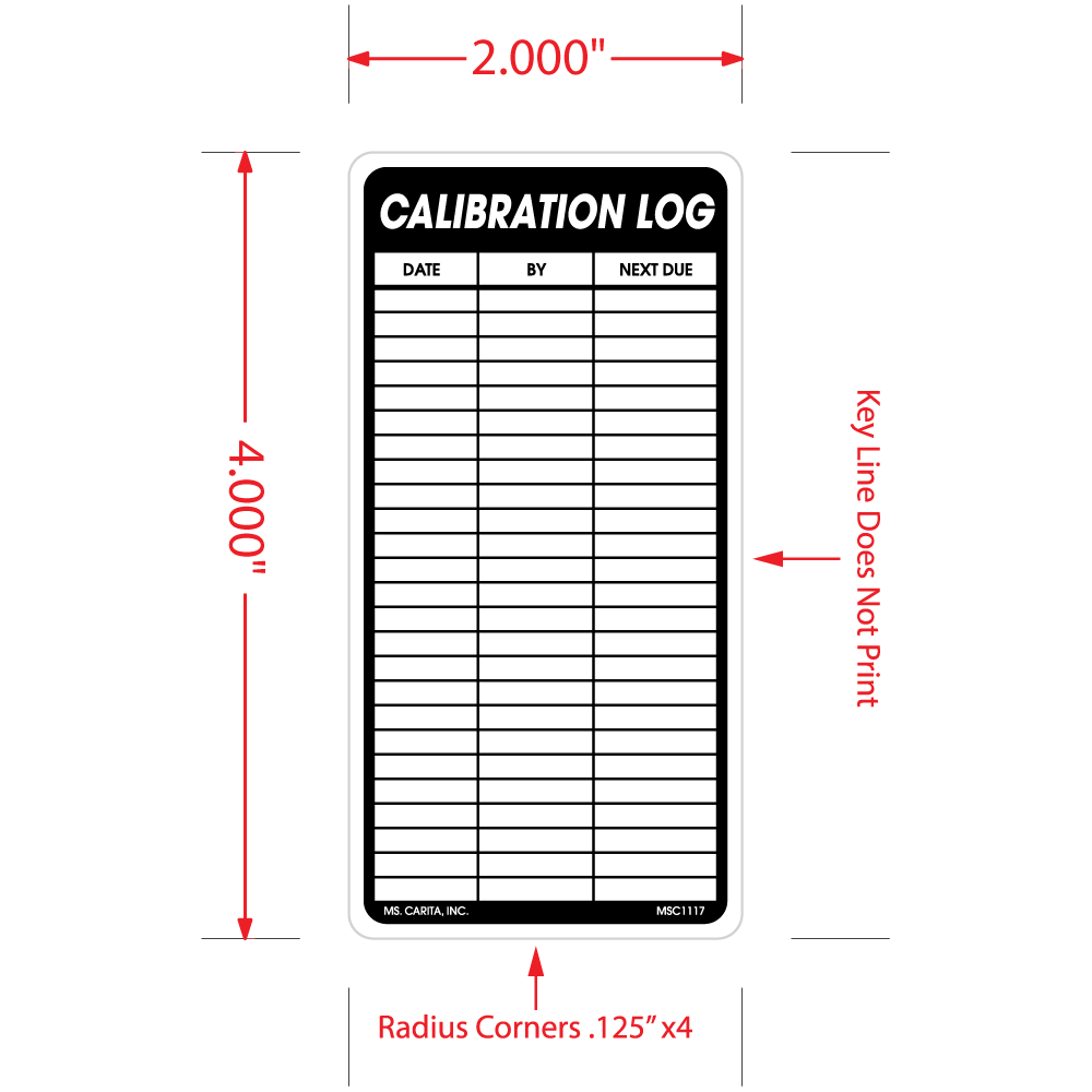 Calibration Log Labels, 2 Inch x 4 inch, 500 per Roll