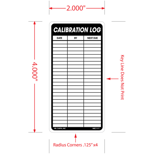 Calibration Log Labels, 2 Inch x 4 inch, 500 per Roll