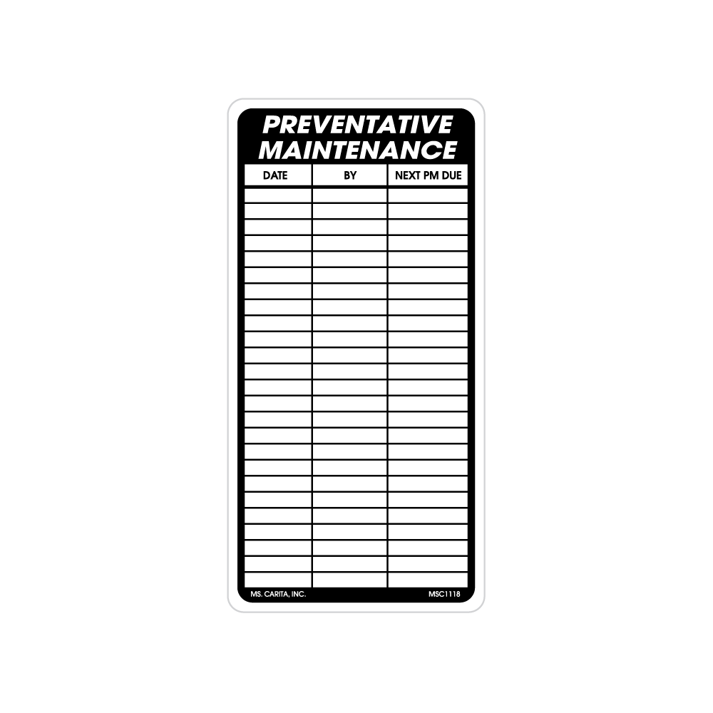 Roll of Preventative Maintenance Labels, 2 Inch x 4 Inch, 500 per Roll