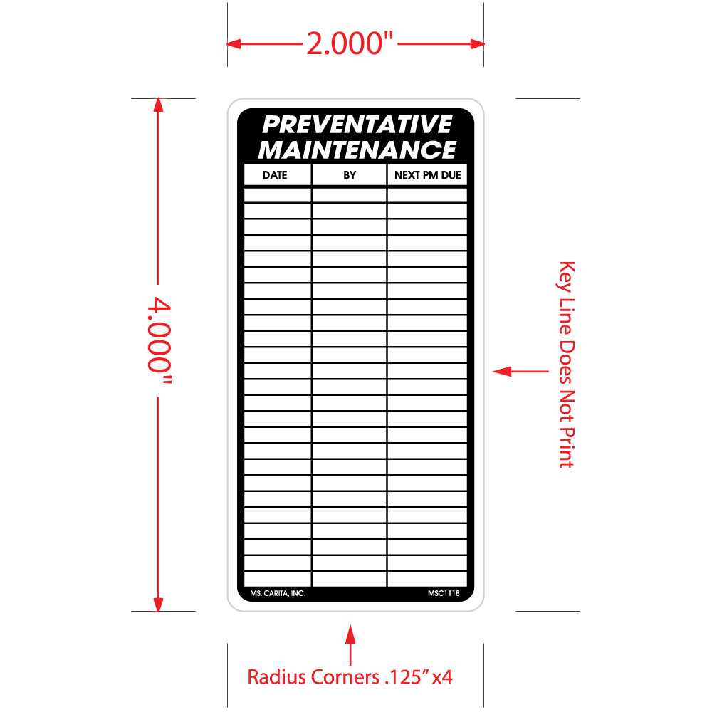 Roll of Preventative Maintenance Labels, 2 Inch x 4 Inch, 500 per Roll
