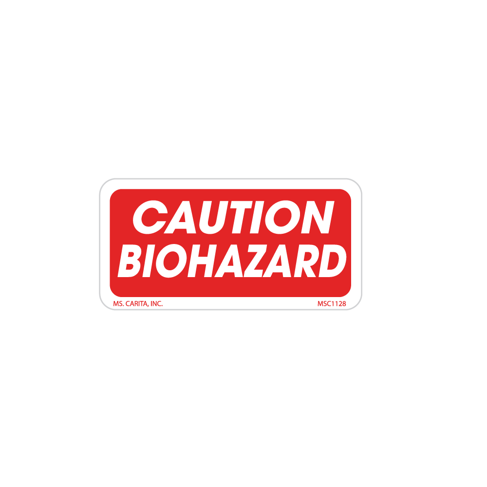 Caution Biohazard Labels, 1 inch x 2 Inch, 1000 per Roll