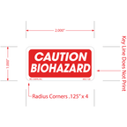 Caution Biohazard Labels, 1 inch x 2 Inch, 1000 per Roll