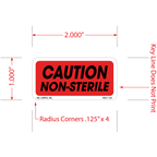 Caution Non-Sterile Labels, 1 Inch x 2 Inch, 1000 per Roll