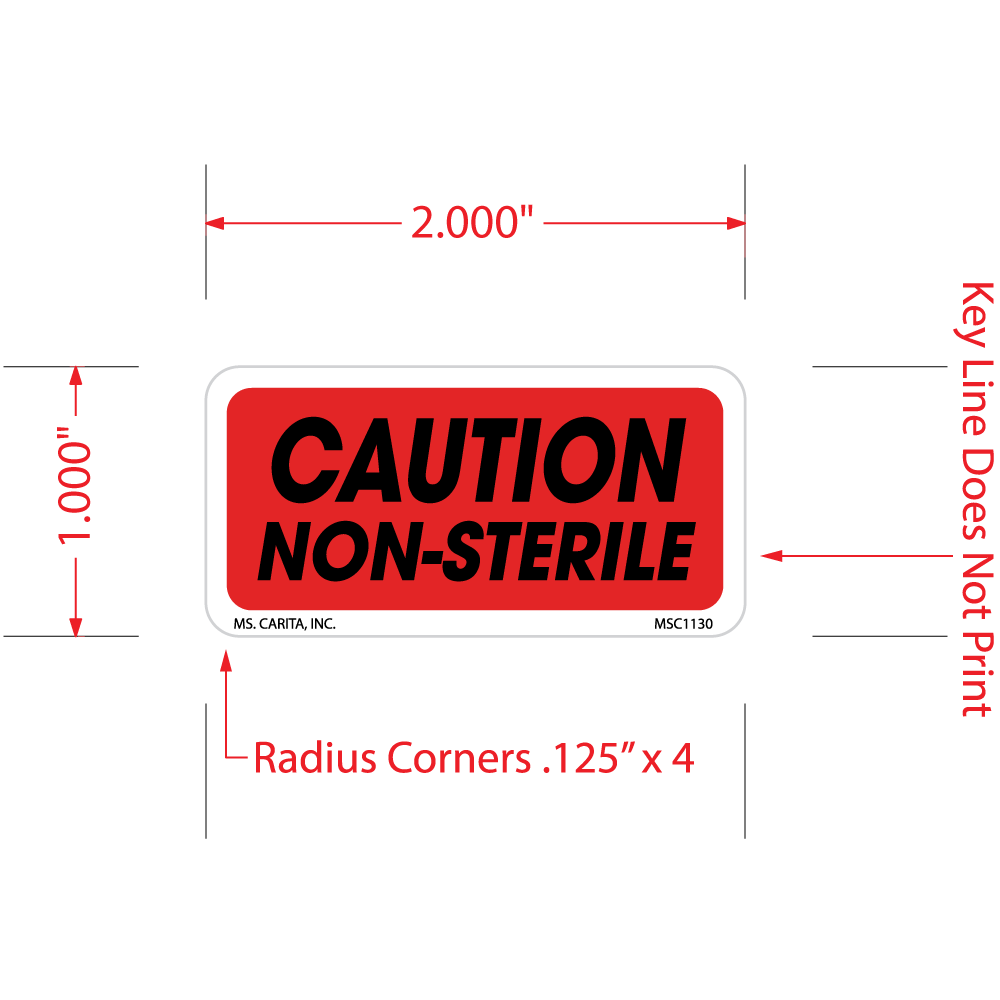 Caution Non-Sterile Labels, 1 Inch x 2 Inch, 1000 per Roll