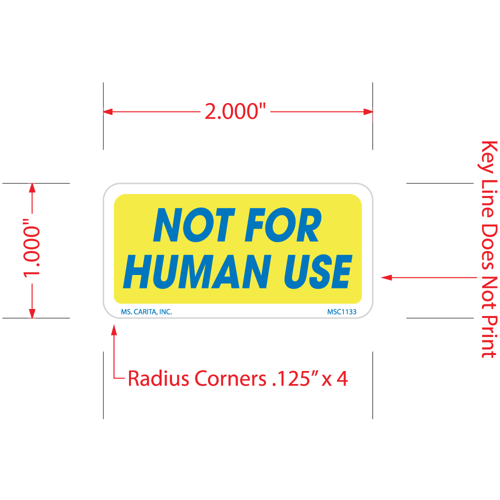 Not For Human Use Labels, 1 Inch x 2 inch, 1000 per Roll