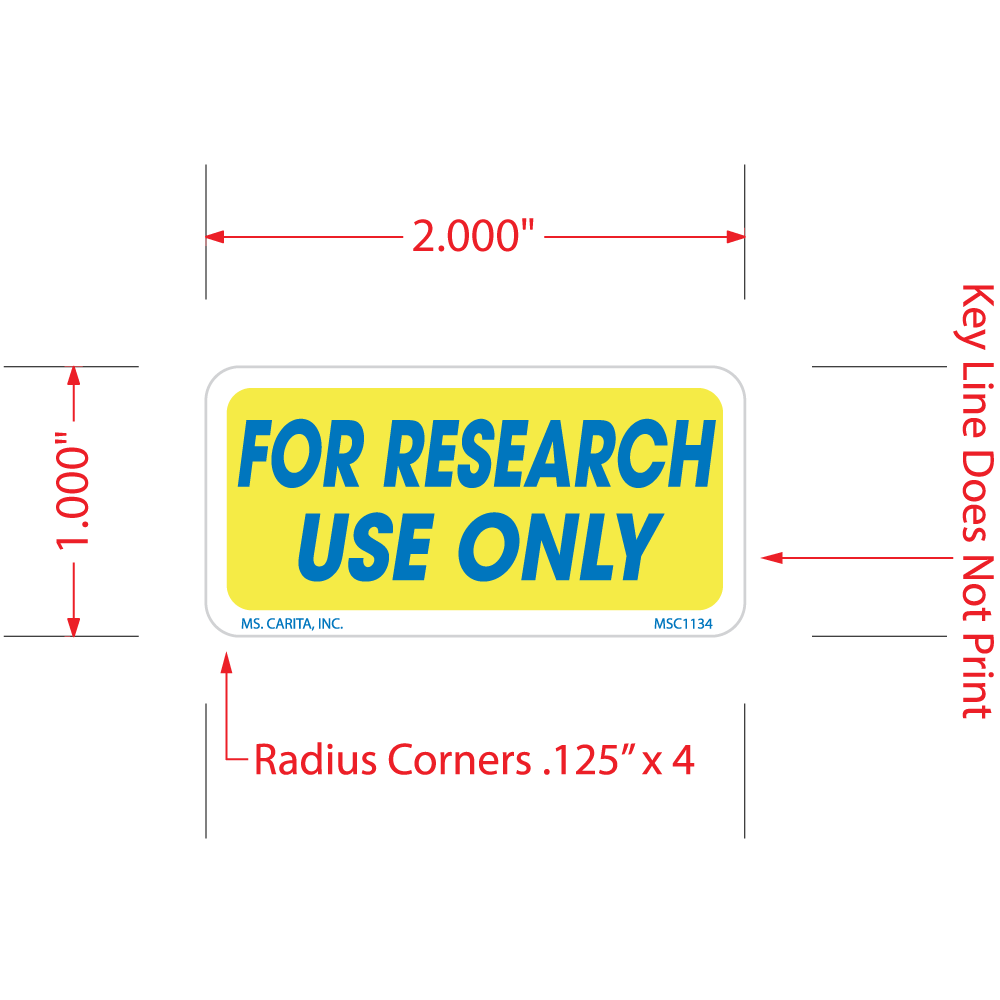 For Research Use Only Labels, 1 inch x 2 Inch, 1000 per Roll