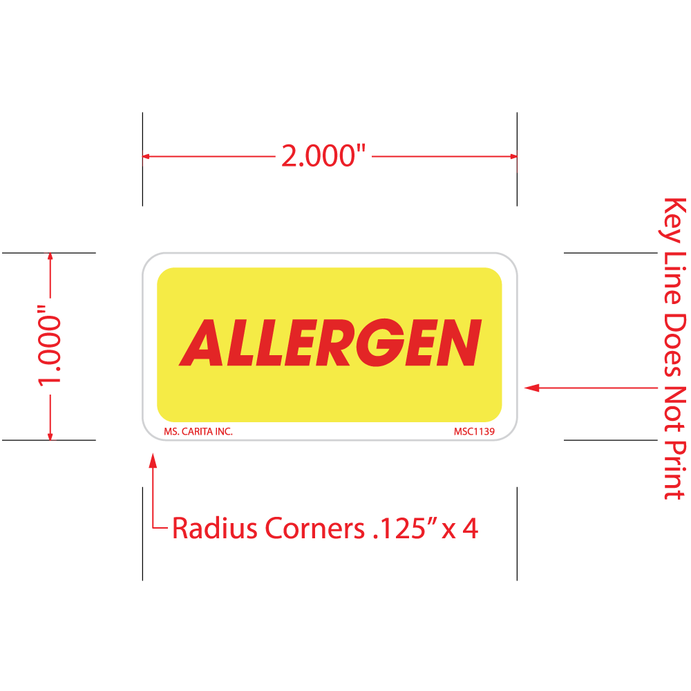 Allergen Labels, 1 Inch x 2 Inch, 1000 per Roll