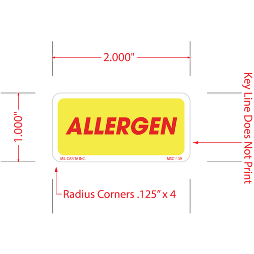 Allergen Labels, 1 Inch x 2 Inch, 1000 per Roll
