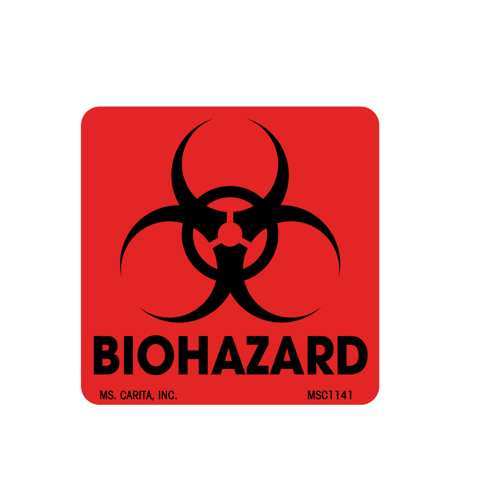 Biohazard Labels - with Symbol, 2 Inch x 2 Inch, 500 per Roll