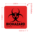 Biohazard Labels - with Symbol, 2 Inch x 2 Inch, 500 per Roll