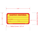 SUSPECT MATERIAL Label, 1.5 Inch x 3 Inch, 500 per Roll