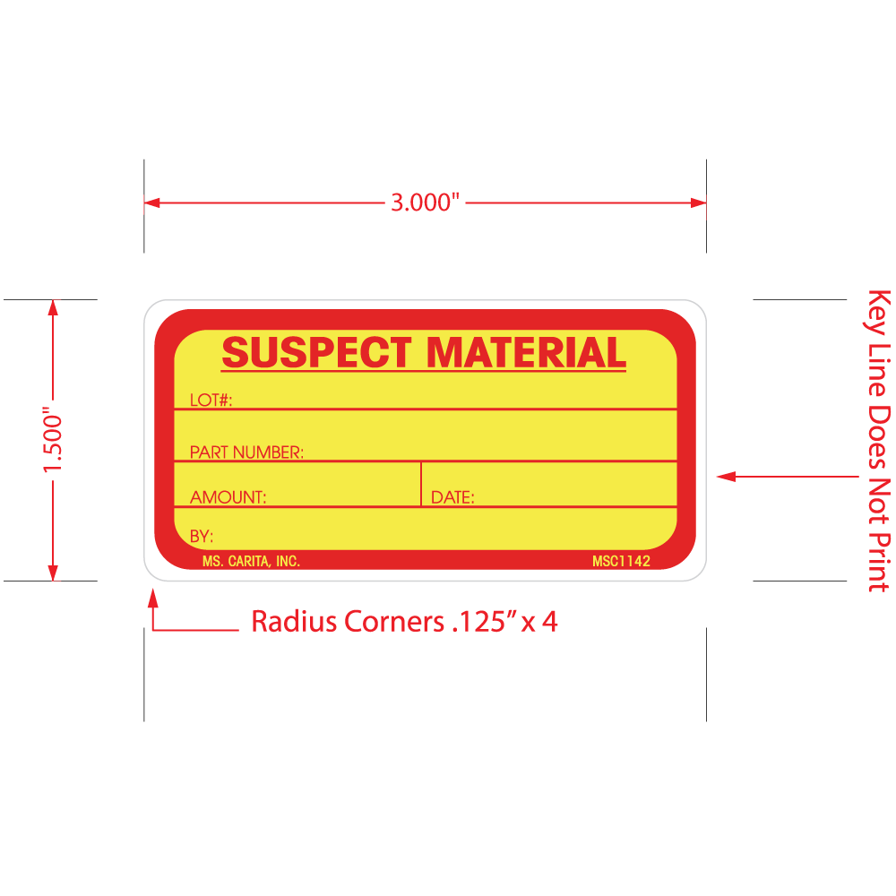 SUSPECT MATERIAL Label, 1.5 Inch x 3 Inch, 500 per Roll