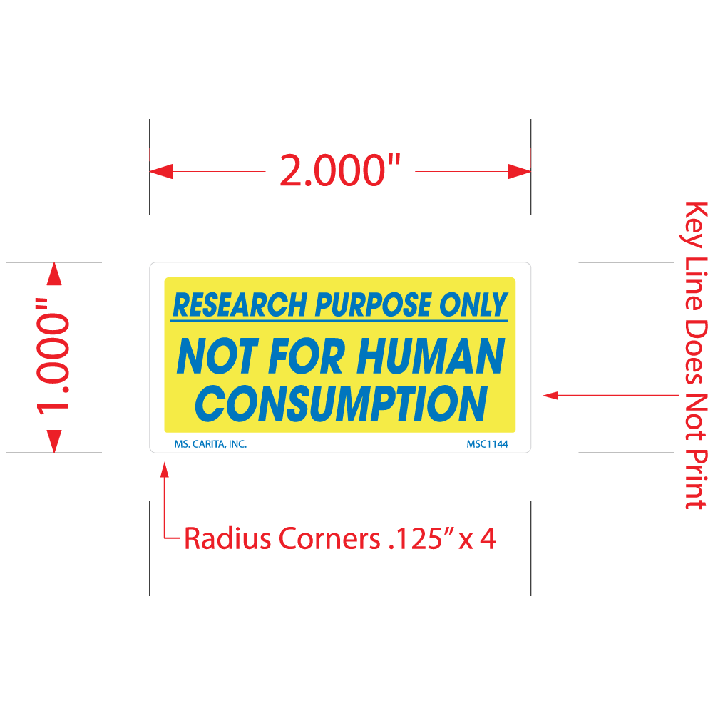 Not For Human Consumption Labels, 1 Inch x 2 Inch, 1000 Labels