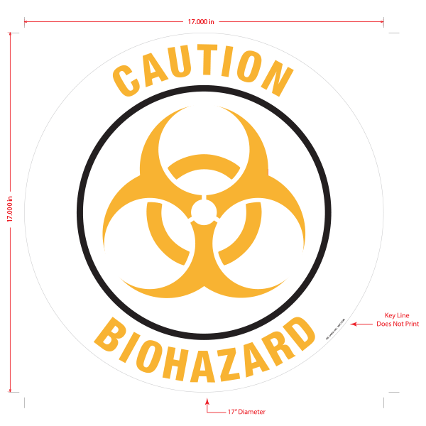 Caution Biohazard Floor Graphic - 17 Inch