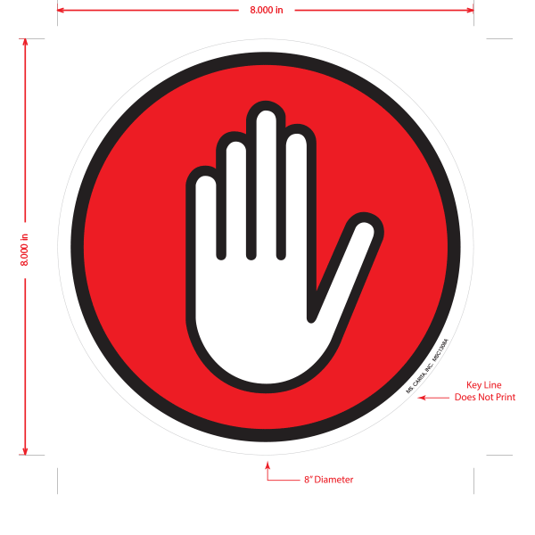 Halt Floor Graphic with Hand - 8 Inches