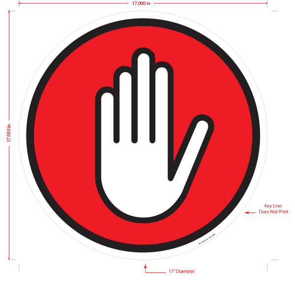 Halt Floor Graphic with Hand - 17 Inches