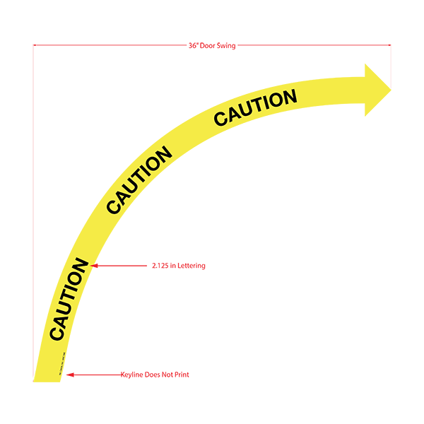 36 Inch Caution Right Door Swing