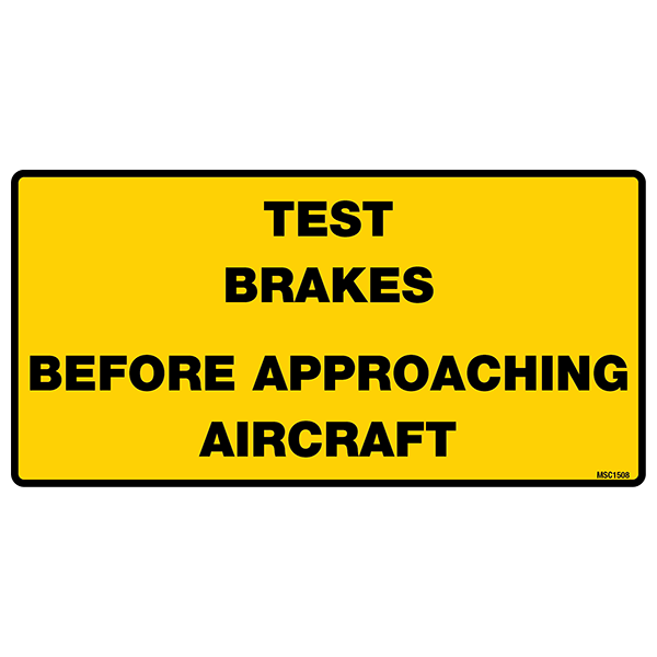 Test Brakes Before Approaching Aircraft Decals, Pack of 10