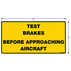 Test Brakes Before Approaching Aircraft Decals, Pack of 10