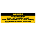 Warning Do Not Elevate Decals, Pack of 5