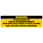 Warning Do Not Elevate Decals, Pack of 5
