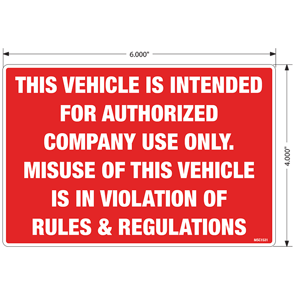 Authorized Company Use Decals, Pack of 10