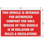 Authorized Company Use Decals, Pack of 10