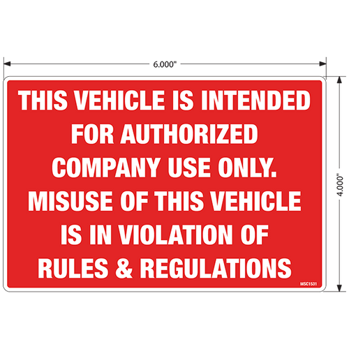 Authorized Company Use Decals, Pack of 10