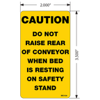 Caution Do Not Raise Decals, Pack of 10