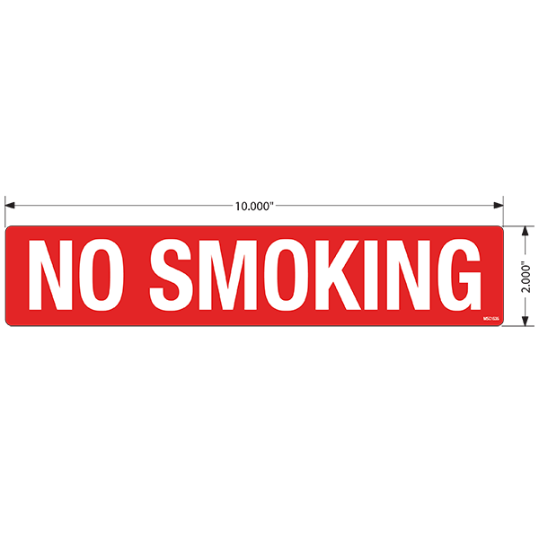 No Smoking Decals - 2.0" x 10.0", Pack of 5