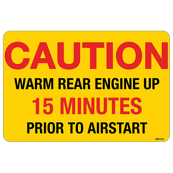 Caution Warm Rear Engine Decals, Pack of 5