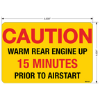 Caution Warm Rear Engine Decals, Pack of 5