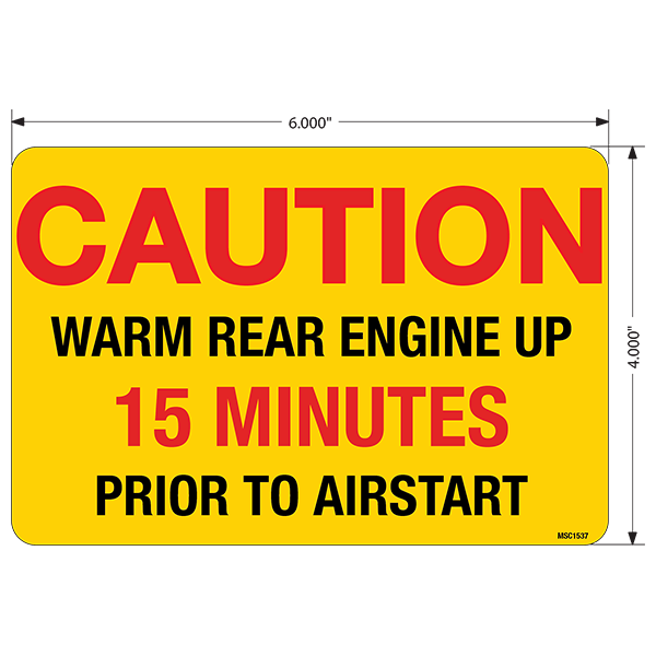 Caution Warm Rear Engine Decals, Pack of 5