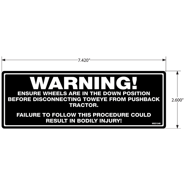 Warning! Ensure Wheels Are Down Decals, Pack of 5