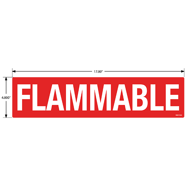 Flammable Decal - 4" x 17", Pack of 5