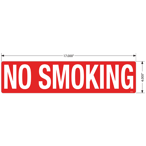 No Smoking Decals - 4.0" x 17.0", Pack of 5