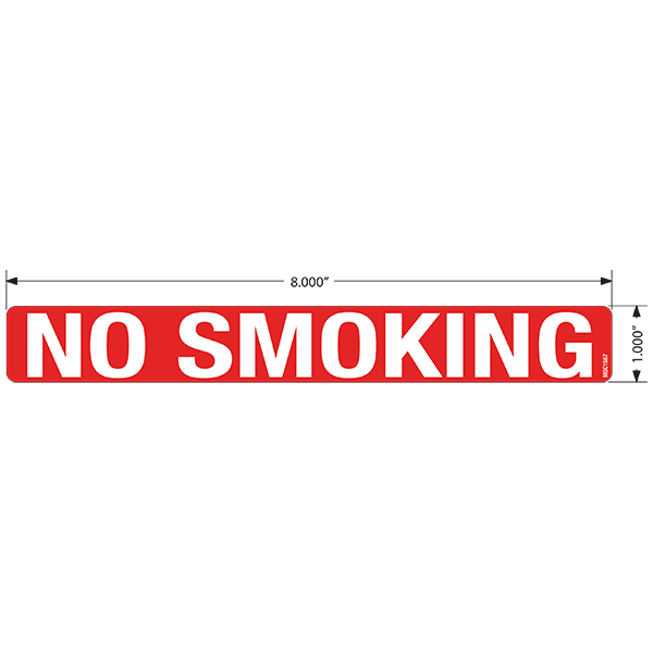 No Smoking Decals - 1.0" x 8.0", Pack of 5