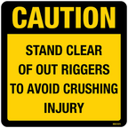 Caution Stand Clear of Out Riggers Decals, Pack of 5