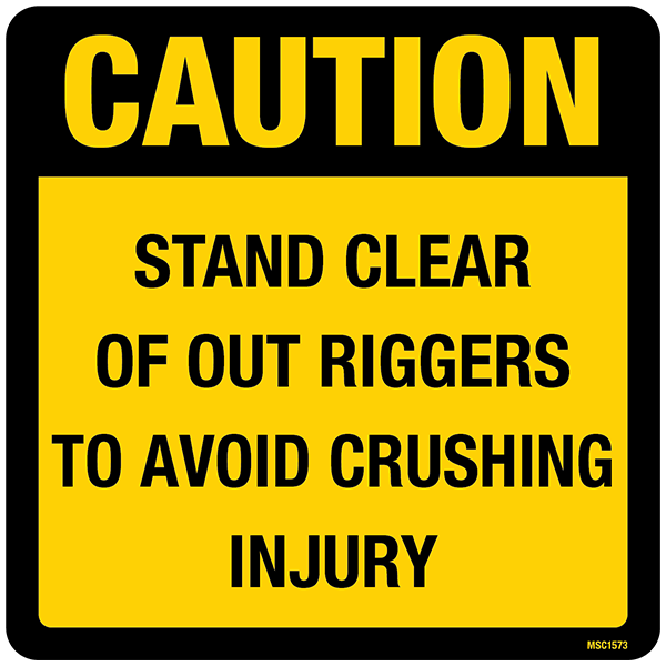 Caution Stand Clear of Out Riggers Decals, Pack of 5