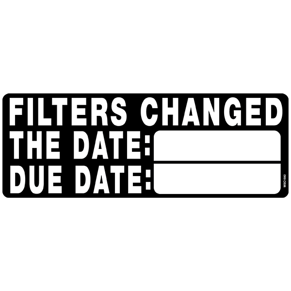 Filter Change Decals, Pack of 5