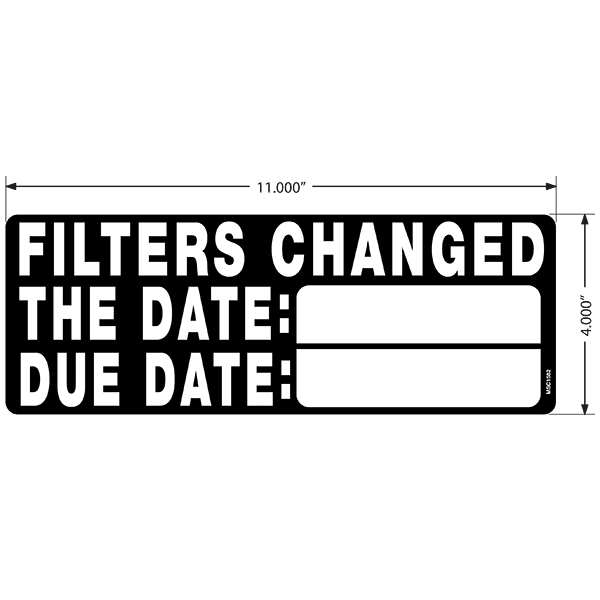 Filter Change Decals, Pack of 5