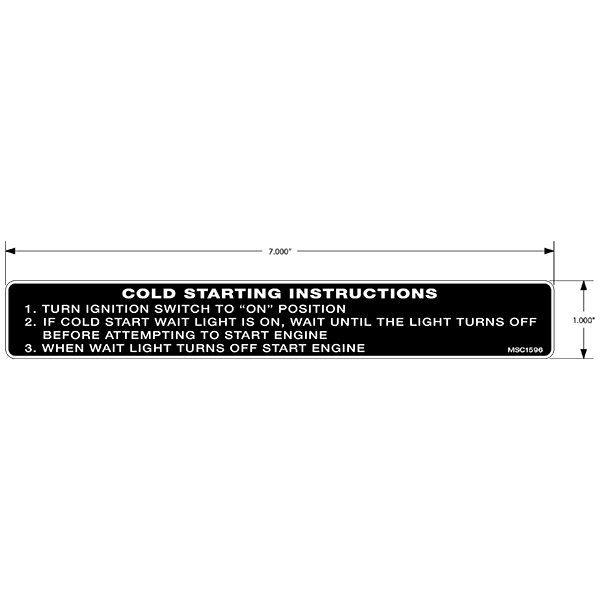 Cold Starting Instructions Decals, Pack of 10