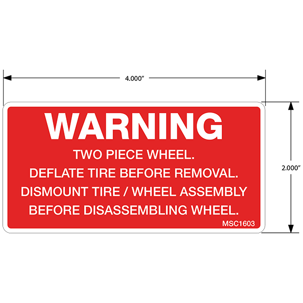 Warning Two Piece Wheel Decals, Pack of 10