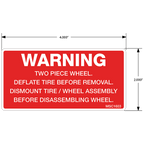 Warning Two Piece Wheel Decals, Pack of 10