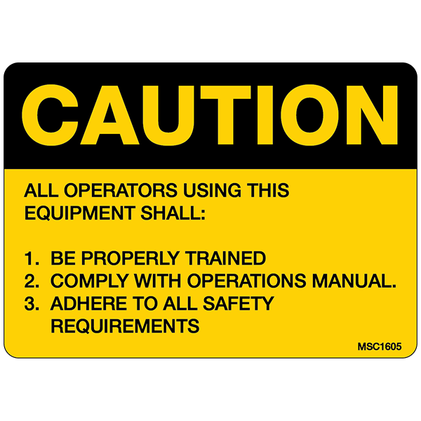 Caution All Operators Using This Equipment Decals, Pack of 10