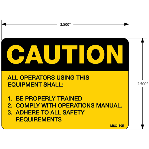 Caution All Operators Using This Equipment Decals, Pack of 10