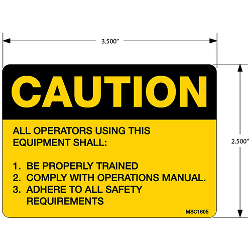 Caution All Operators Using This Equipment Decals, Pack of 10