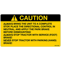 Caution Always Bring Unit To A Complete Stop Decals, Pack of 10