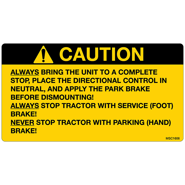 Caution Always Bring Unit To A Complete Stop Decals, Pack of 10