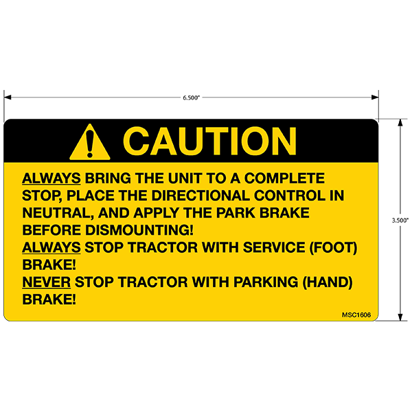 Caution Always Bring Unit To A Complete Stop Decals, Pack of 10